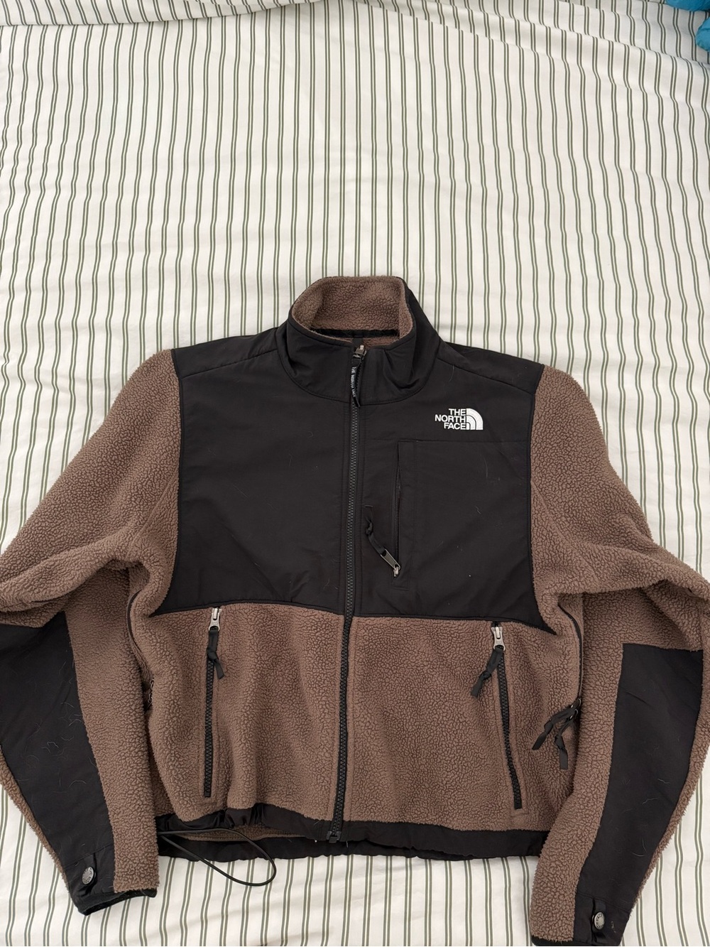The North Face Brown Sherpa Fleece Jacket with Black Chest Panel